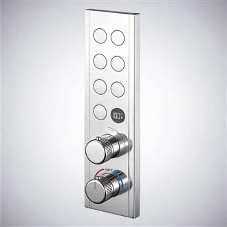 AquaSyncra chrome wall-mounted digital mixer with seven selectors