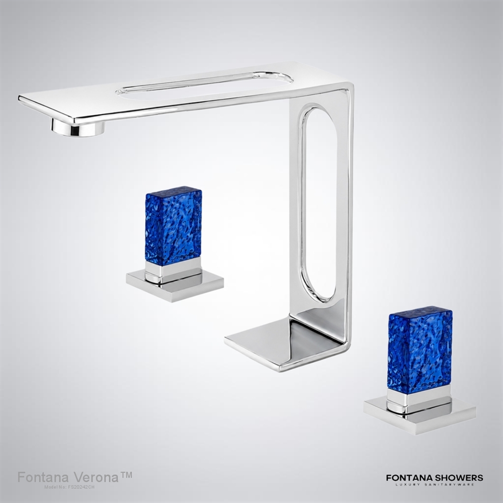 Fontana Verona luxury chrome basin faucet with dual crystal handles