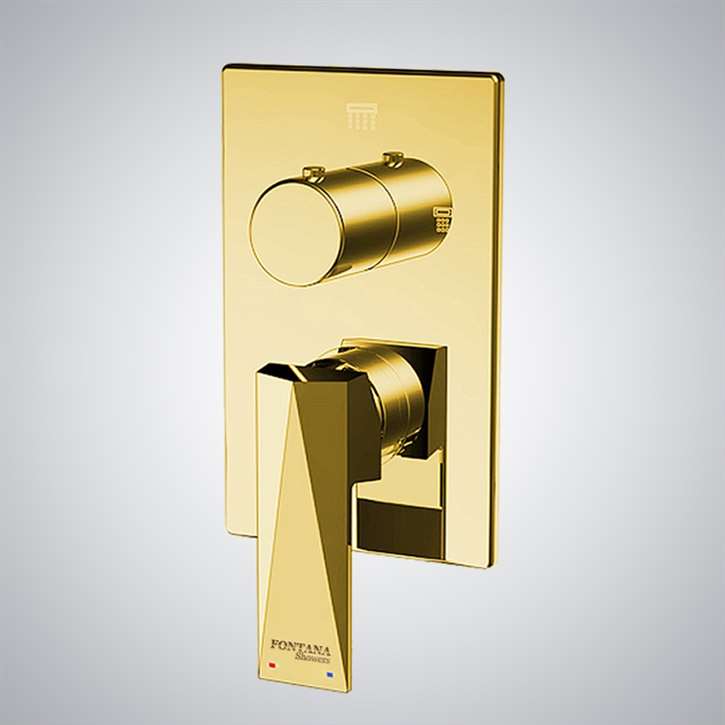 Fontana Gold Thermostatic Shower Mixer Wall Mounted  2 Way Concealed