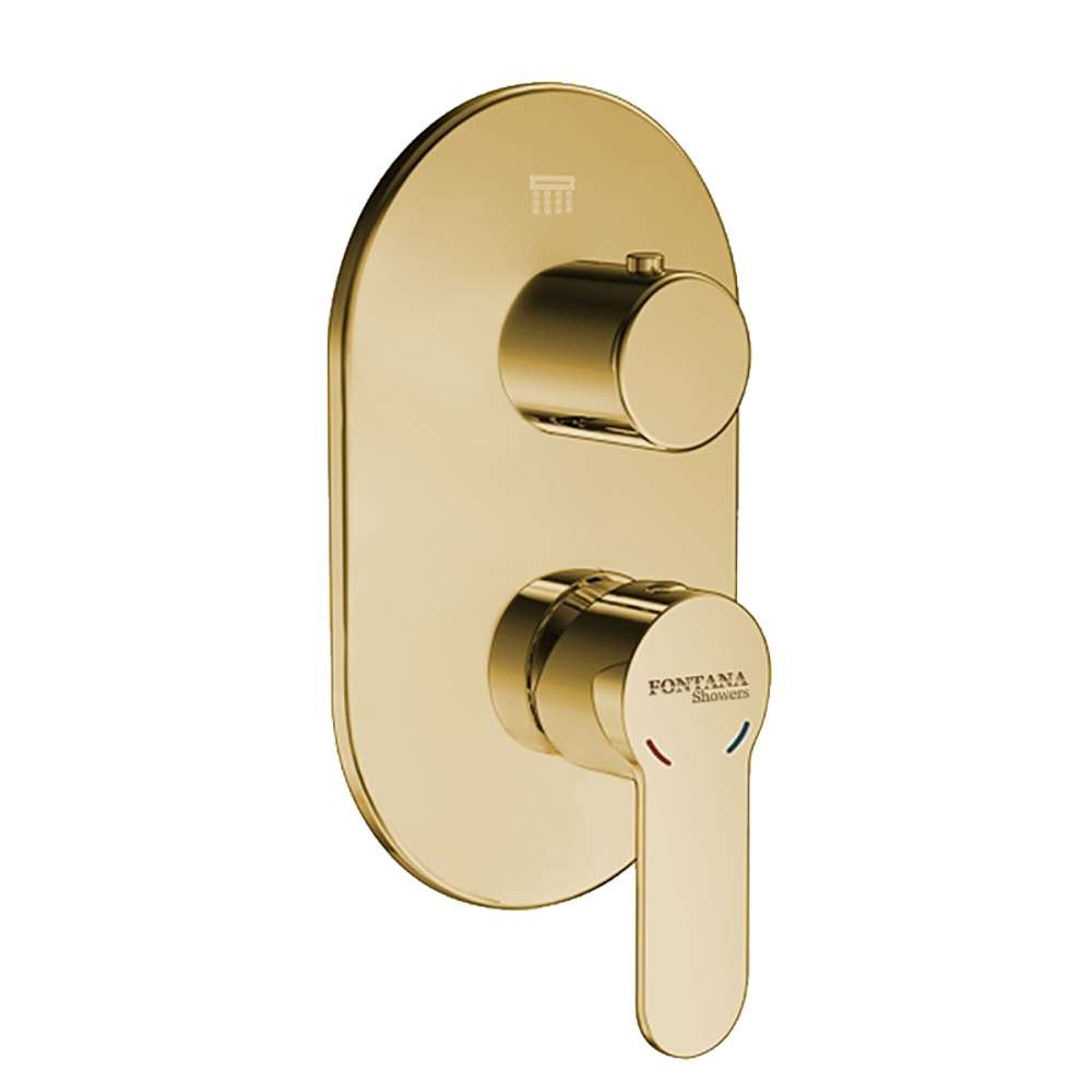 Fontana Brushed Gold 2-Way Concealed Wall Mounted Shower Mixer Valve