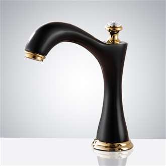Matte black widespread automatic touchless bathroom faucet for contemporary residential developments and high-traffic shared restrooms