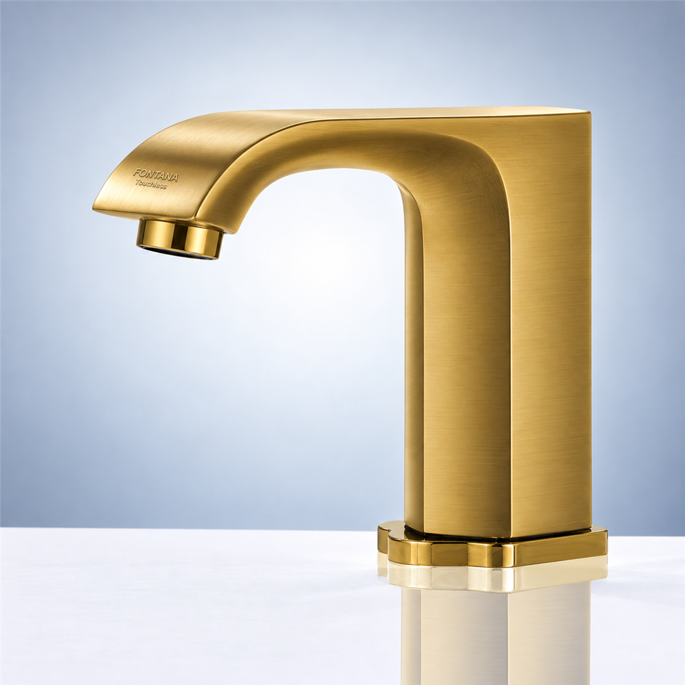 Fontana Commercial Brushed Gold Automatic Touchless Sensor Bathroom Faucet