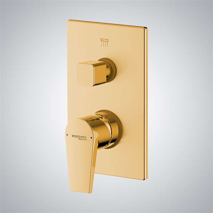 Fontana Brushed Gold Wall Mounted Concealed 3 Way Shower Valve Mixer