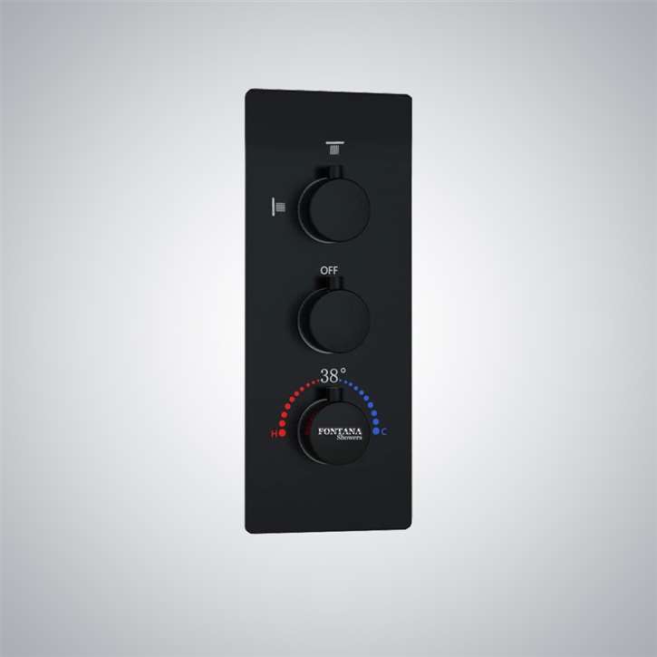 Fontana Matte Black 3 Way Hot and Cold Wall Mounted Shower Mixer
