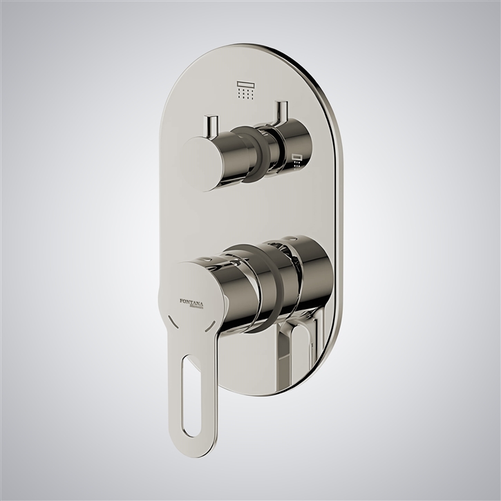 Fontana Brushed Nickel Thermostatic Wall Mount Shower Mixer Dual Handle