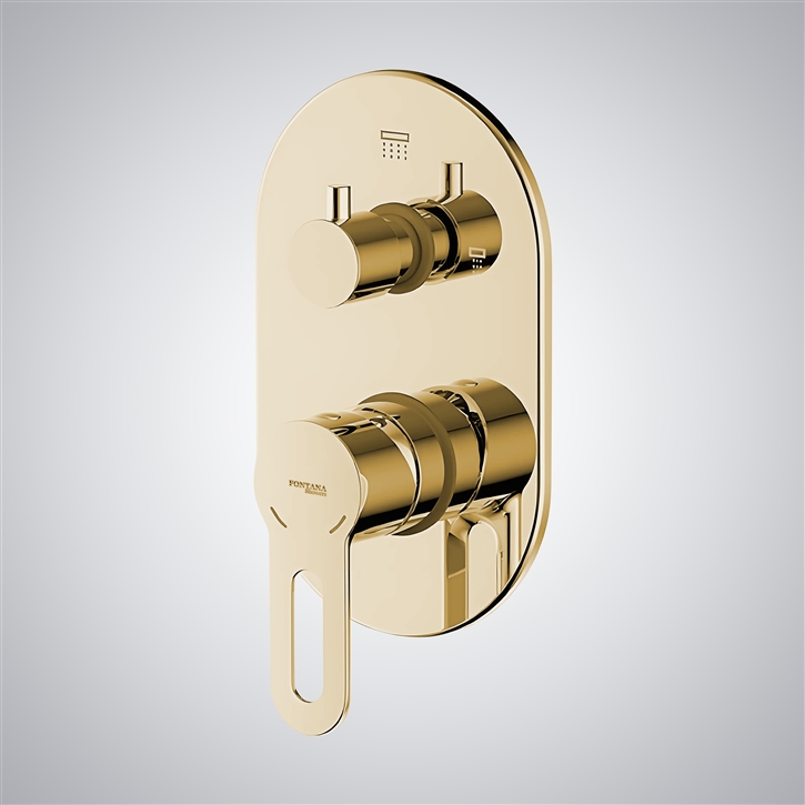Fontana Brushed Gold Wall Mounted  Hot and Cold Thermostatic Shower Mixer