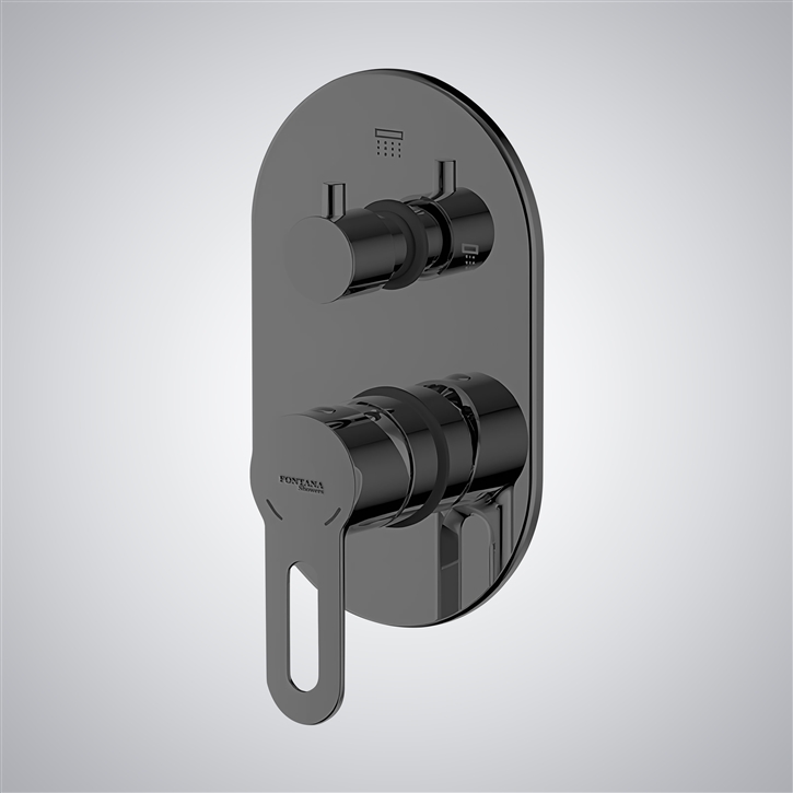 Fontana Round Shape Thermostatic Shower Mixer In Gun Metal Gray