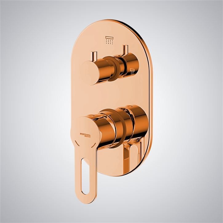 Fontana Round Shape Thermostatic Shower Mixer In Rose Gold