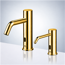 Polished Gold Commercial Touchless Sensor Faucet & Touchless Soap Dispenser