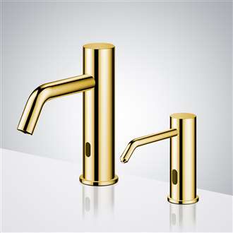 Milano gold faucet and soap dispenser system