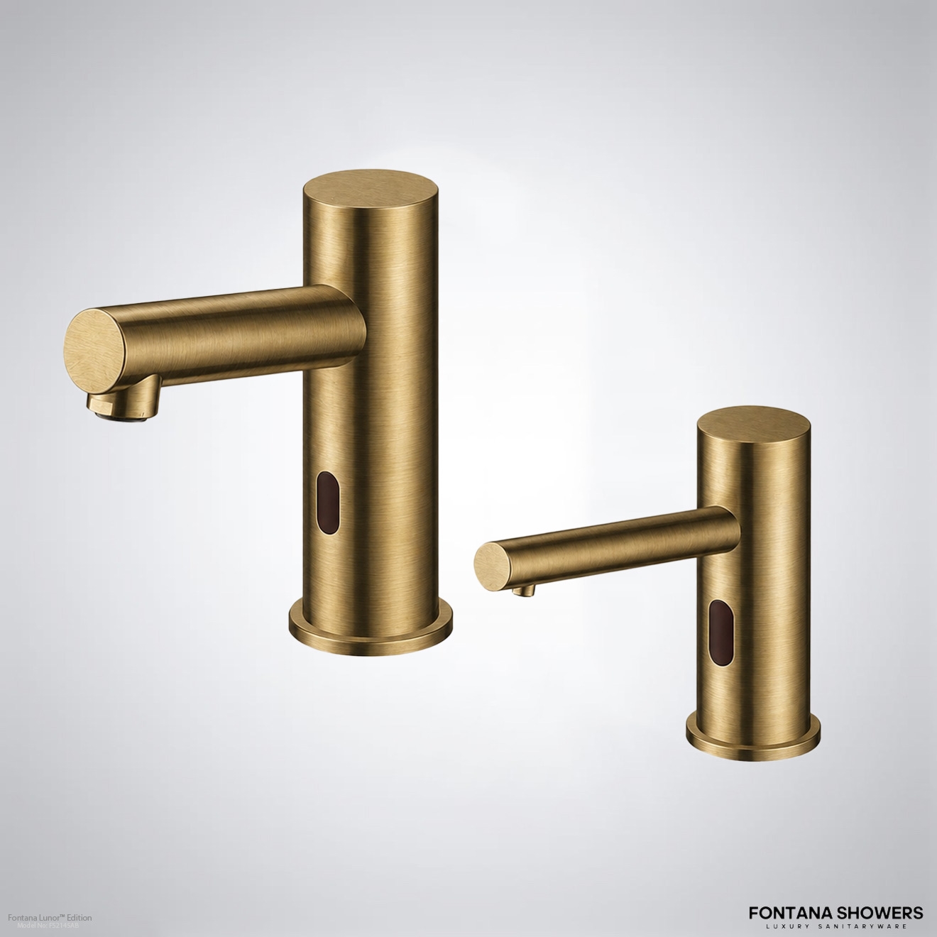 Fontana Lunor antique brass fixture for occupant-focused bathroom planning