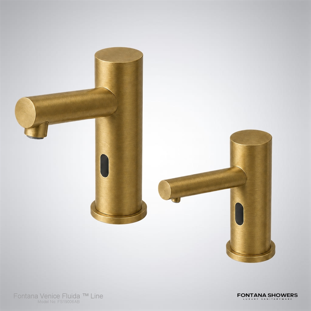 Antique brass touchless faucet and dispenser