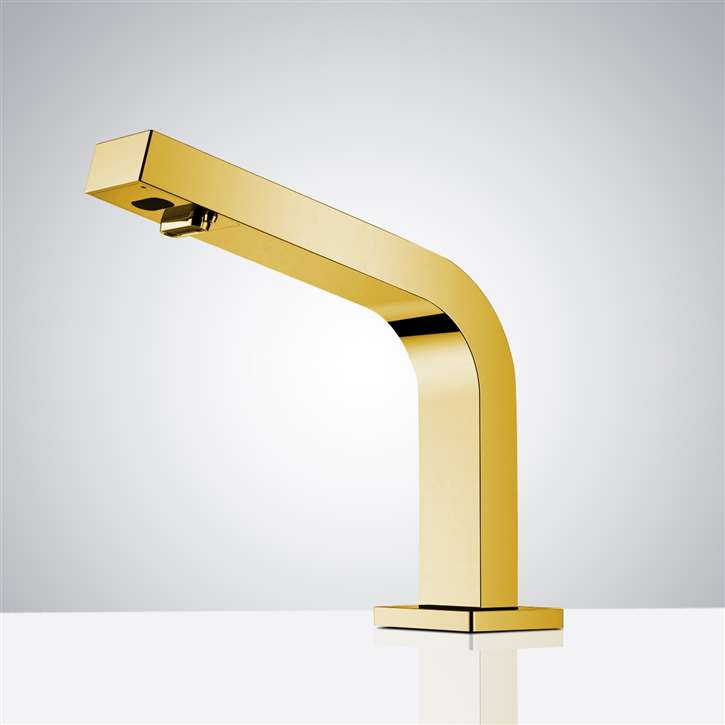 Polished Gold Deck Mounted Commercial Touchless Faucet