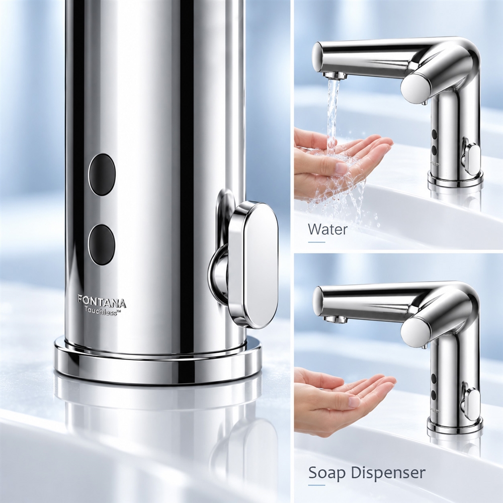 Fontana hands-free automatic touchless faucet for school and university commercial restroom applications