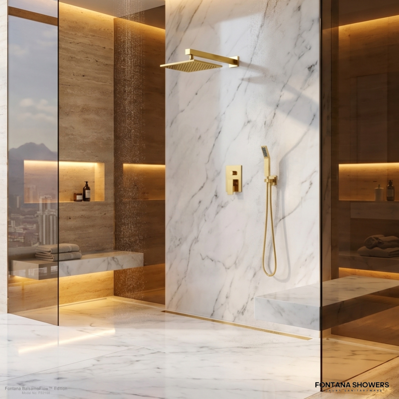 Fontana Balsamo gold in-wall shower mixer installation