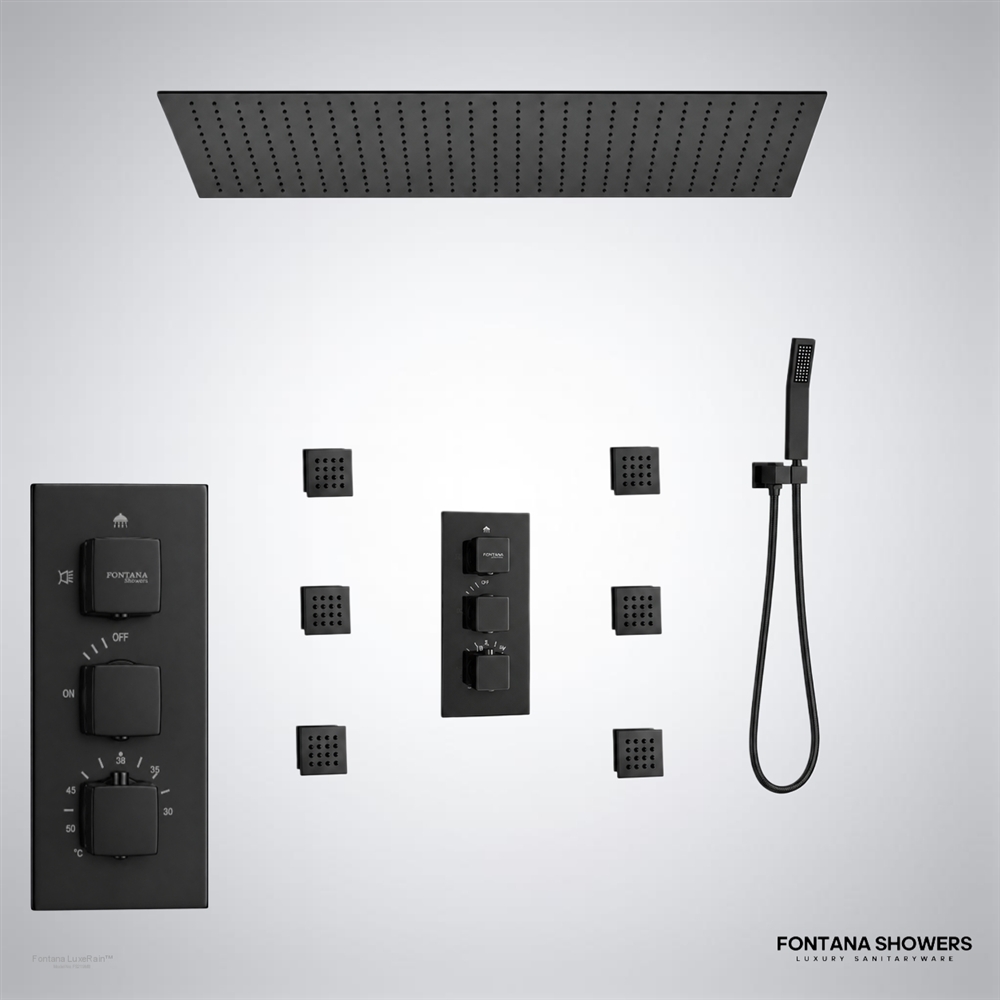 Matte black rain shower
