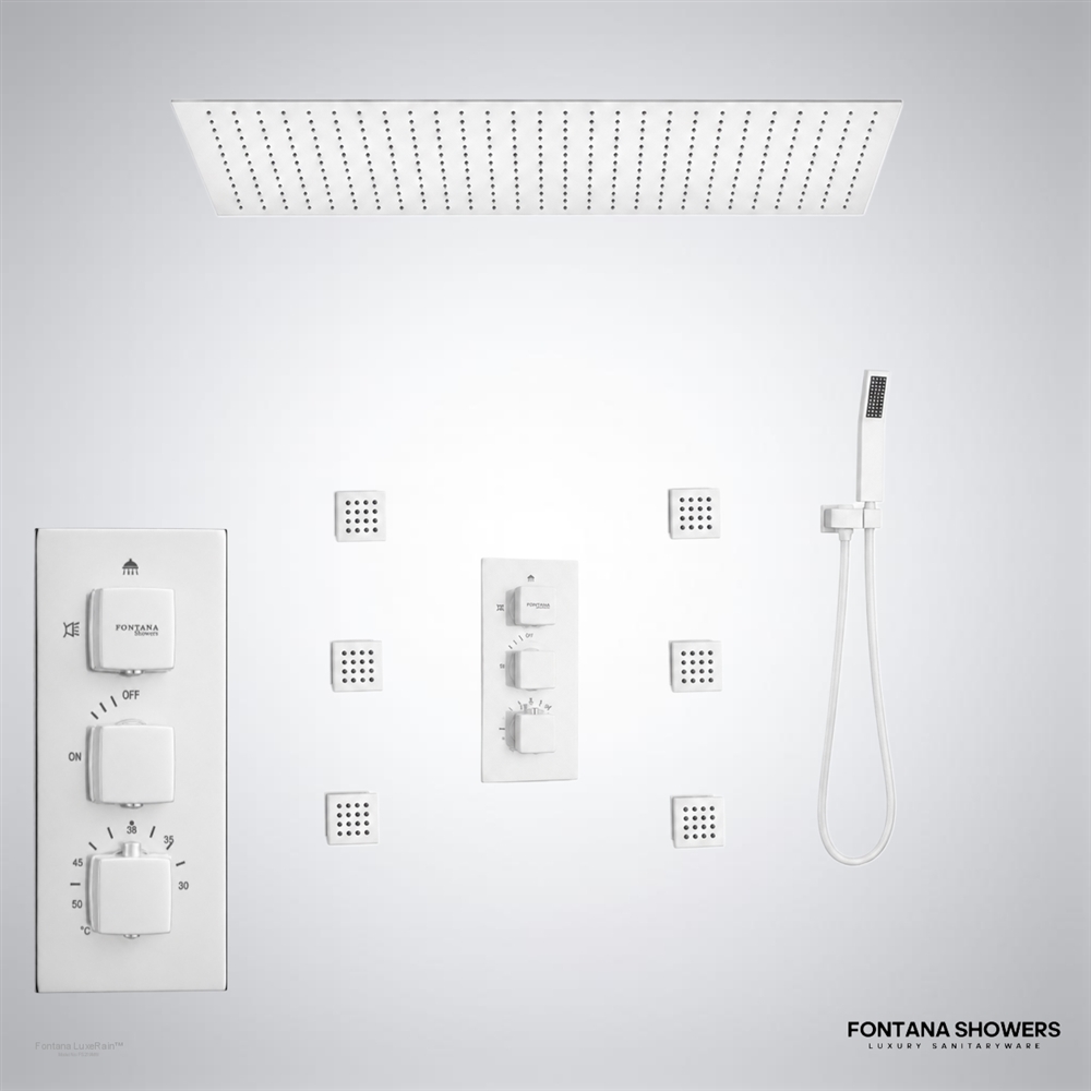 Matte white overhead shower