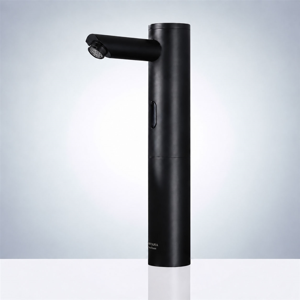 Fontana Tall Matte Black Contemporary Commercial Deck Mount Sensor Faucet