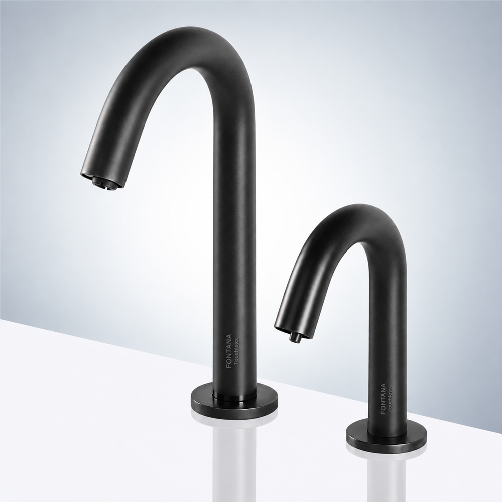 Fontana Marsala Touchless Commercial Motion Sensor Faucet and Automatic Deck Mount Soap Dispenser