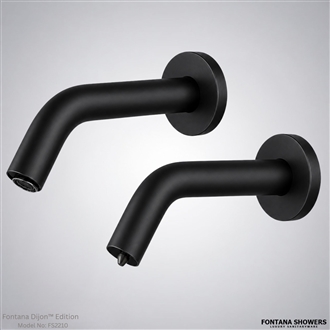 Fontana Contemporary Commercial Wall Mount Sensor Faucet and Soap Dispenser in Matte Black