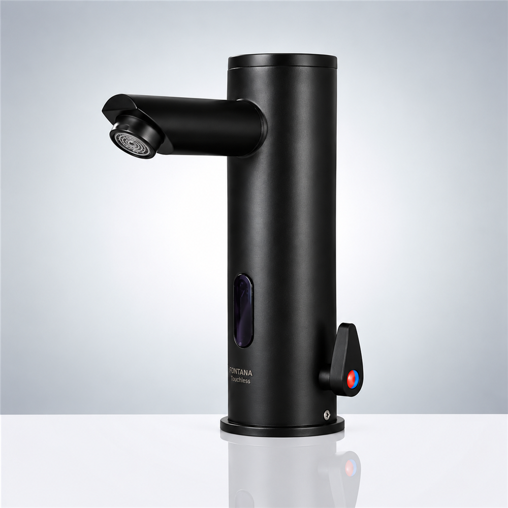 Fontana Verona All in One Thermostatic Automatic Commercial Bathroom Matte Black Sensor Faucet