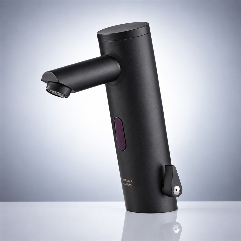 Fontana Thermostatic Commercial Automatic Motion Sensor Faucet Solid Brass Construction in Matte Black