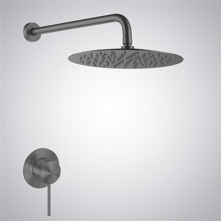Fontana Marseille Modern Gun Metal Gray Finish In Rainfall Shower Head Set