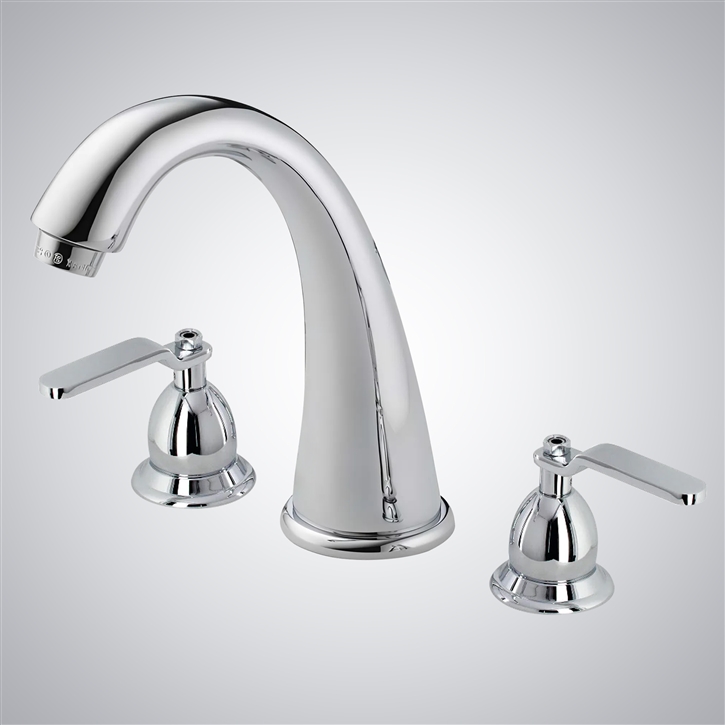 Fontana Campi Rotatable Dual Handle Deck Mount Sink Faucet In Chrome Finish
