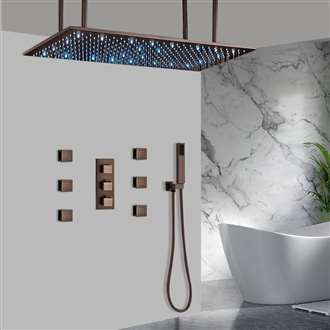 BIM File Diadema 30" * 40" Large Oil Rubbed Bronze Solid Brass LED Rain Shower Head with Body Jets & Handheld Shower