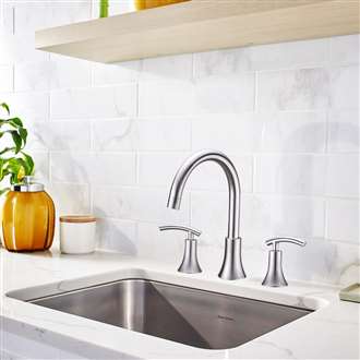 Sechura Brushed Nickel Dual Handle Deck Mount  Download Commercial Sink Faucet 