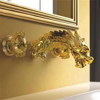 Umbria Wall Mount Sink BIM Object Faucet Dragon Gold Finish Dual Handles