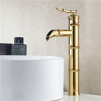 Novara Brass Delight Deck Mounted Waterfall Gold Faucet
