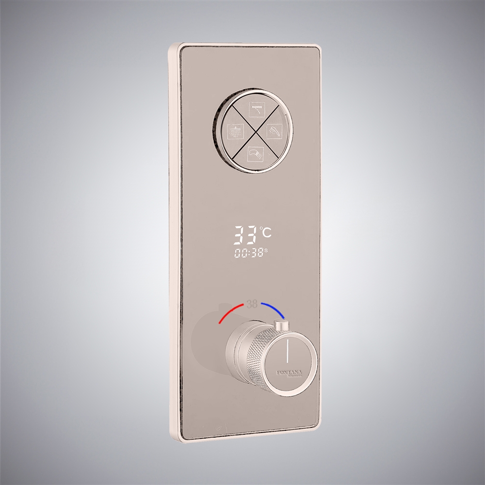 Fontana Brushed Nickel In Thermostatic Mixer With Temperature Display