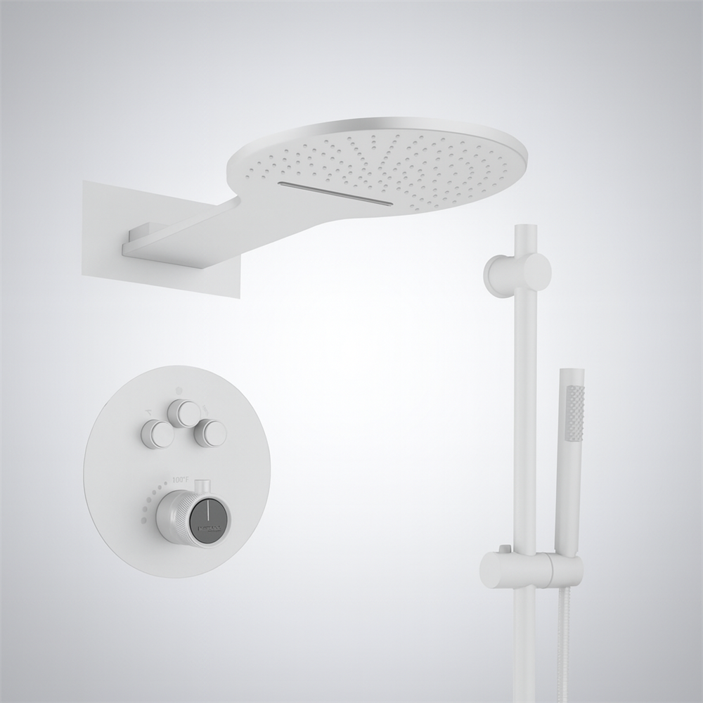 Fontana Matte White with Handheld Shower and Showerhead