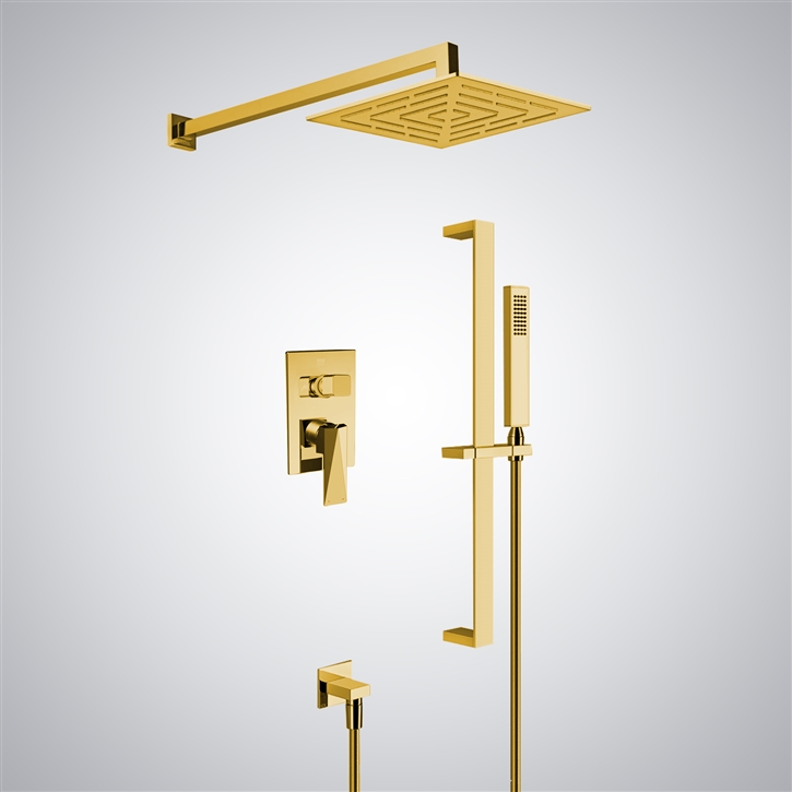 Bravat Polished Gold Luxury Rainfall Shower System