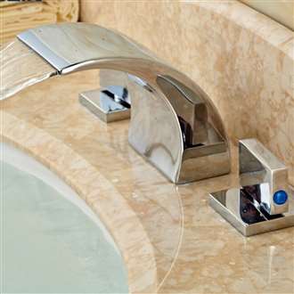 Naples Dual Handle Waterfall Chrome Brass Bathroom Faucet