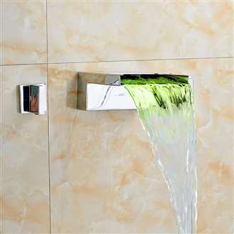 Carrara LED Wall Mounted Waterfall Dual Handle Bathroom Faucet