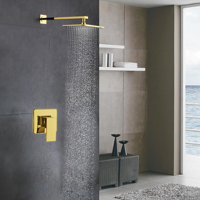 Marsala Luxury Gold Wall Mount Rainfall Shower System
