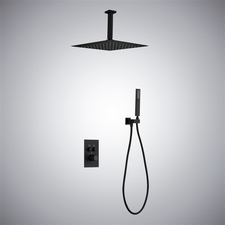 Fontana Horizon Obscur In Ceiling Mount Rainfall Shower Set with Digital Display Thermostatic Shower Controller Mixer