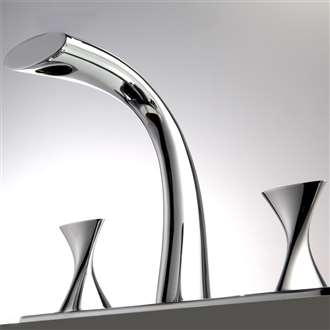 Bravat Chrome Finish Dual Handle Bathroom Commercial Sink Tap 