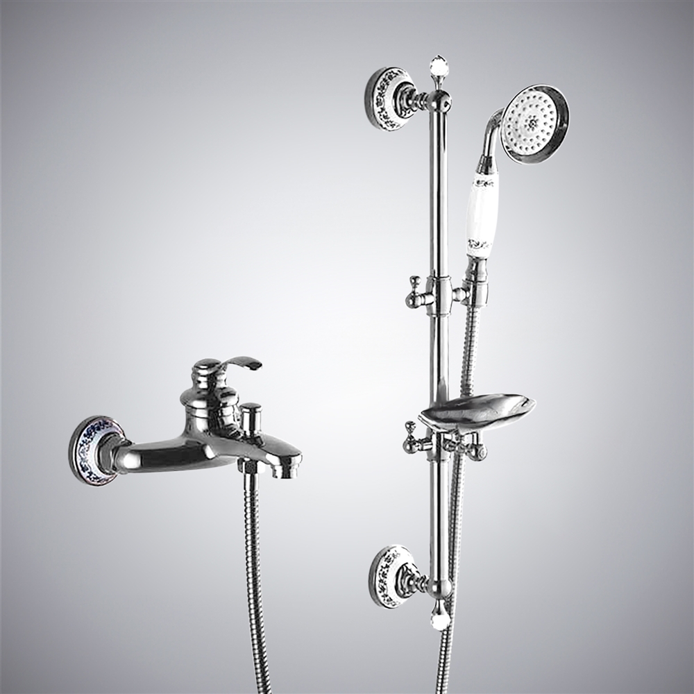 Fontana Sassari Chrome Wall-Mounted Shower Set Including A Soap Dish