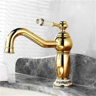 Lenox Gold & Ceramic Single Handle Deck Mount Bathroom Commercial Sink Faucet 