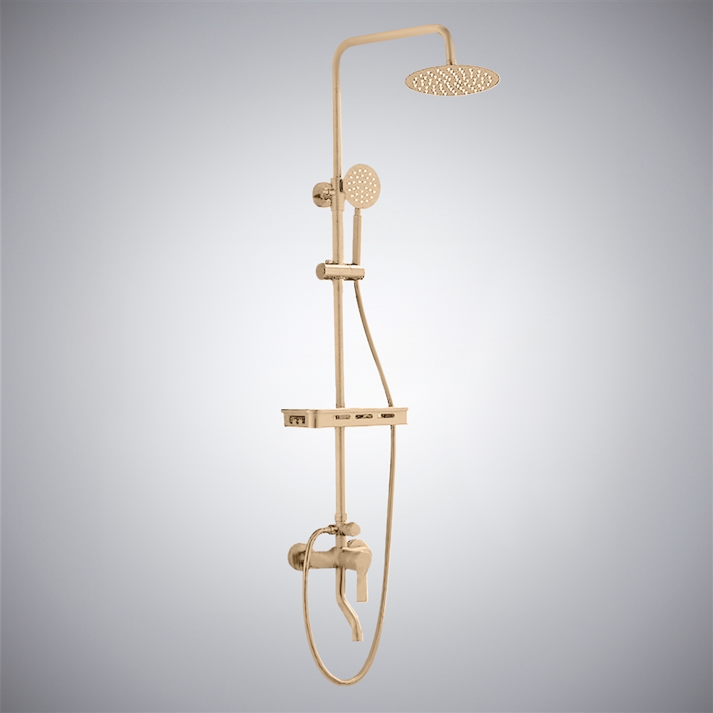 Fontana Milan Thermostatic Sprayer Shower Faucet Featuring a Champagne Finish