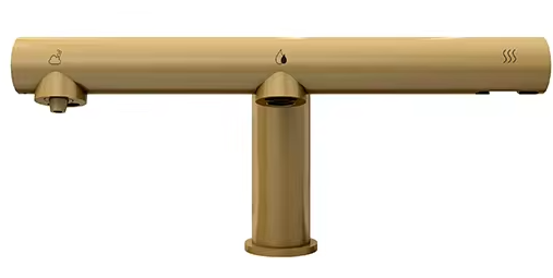 Fontana In Brushed Gold 3-in-1 Sensor Faucet Includes Foaming Liquid Soap Dispenser And A Hand Dryer