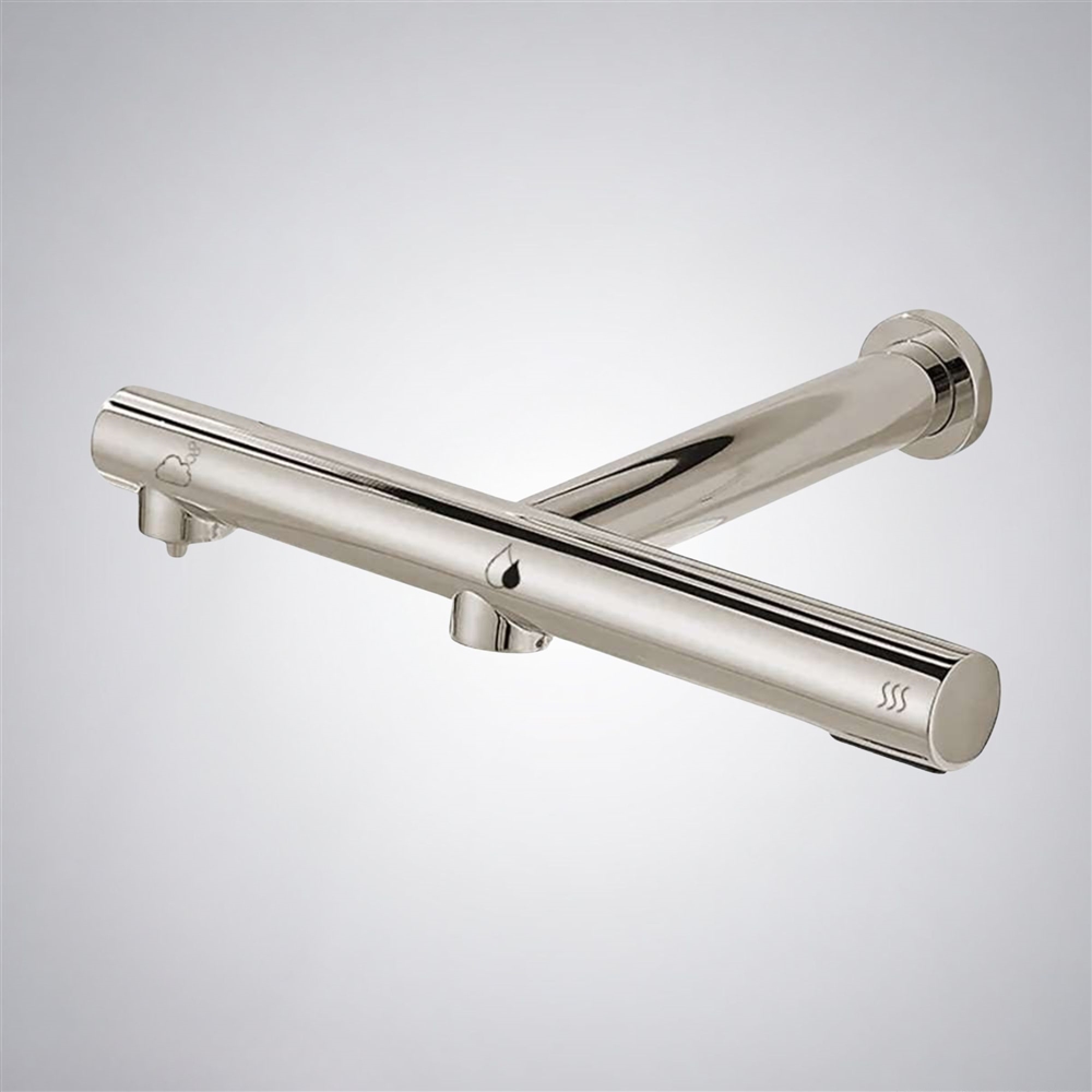 Fontana Wall Mounted 3 In 1 Touchless Faucet With Soap Dispenser and Hand Dryer In Satin Nickel