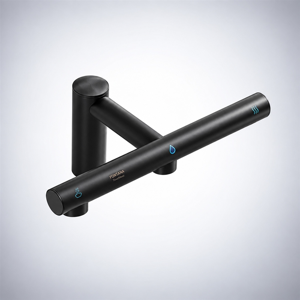 Fontana Matte Black Touchless Faucet With Automatic Soap Dispenser and Hand Dryer