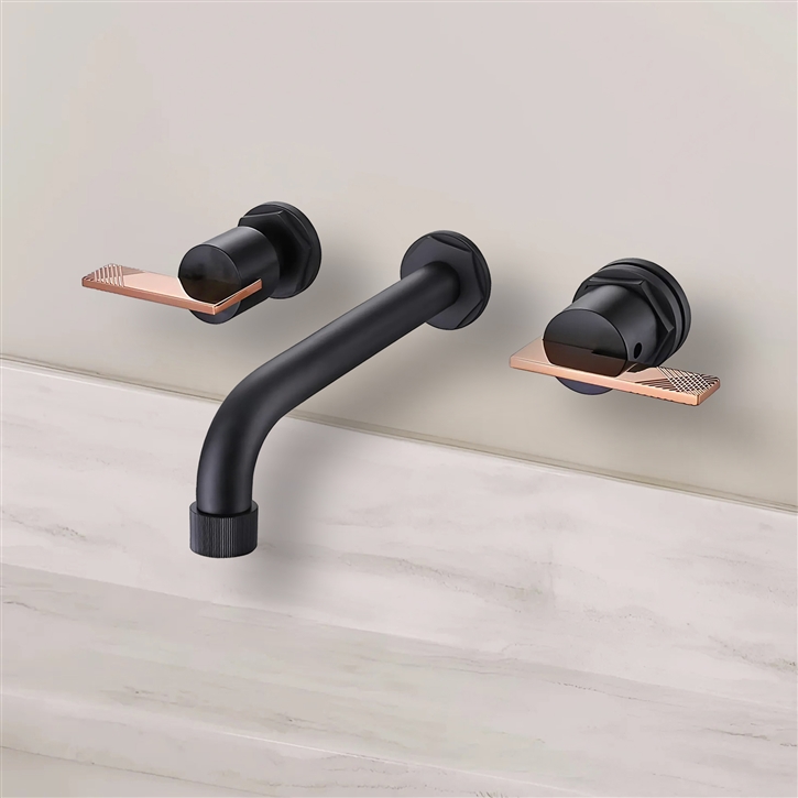 Fontana Atri Matte Black Dual Handle Wall Mounted Bathroom Faucet