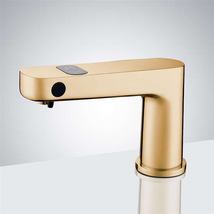 Fontana Bergamo Brushed Gold Deck Mounted 2-In-1 Touchless Faucet and Soap Dispenser