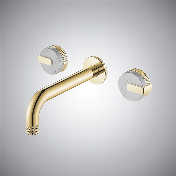 Fontana Nardò Brushed Gold Dual Handle Wall Mounted Bathroom Faucet