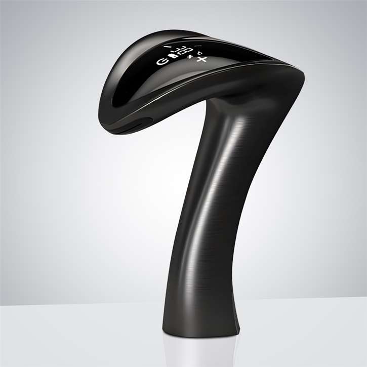 Fontana Centuripe Matte Black Digital Display Wall Mounted Touchless Faucet